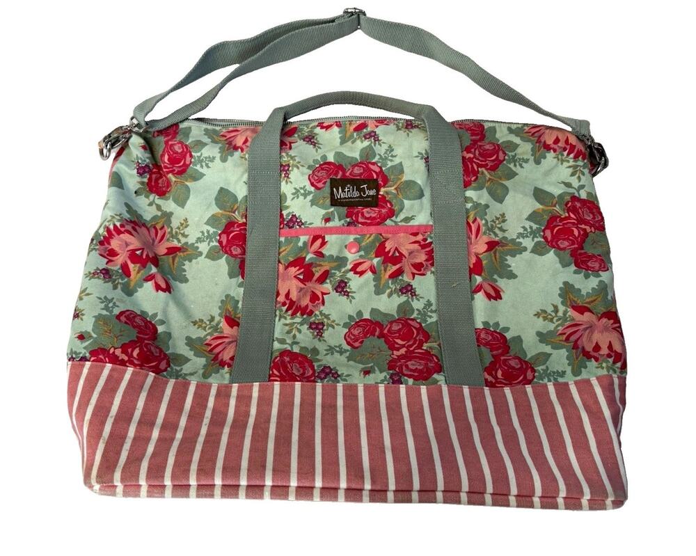Matilda Jane Floral Quilted Zip Duffle Bag Lined Inner Pockets Detachable Strap
